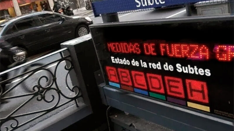 ANUNCIARON PARO DE SUBTES PARA ESTE MIÉRCOLES