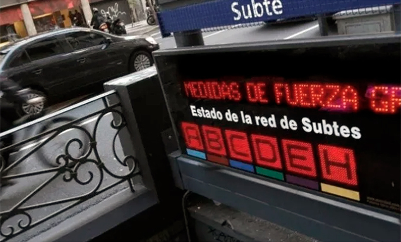 ANUNCIARON PARO DE SUBTES PARA ESTE MIÉRCOLES